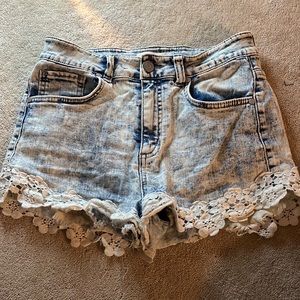 Jean Shorts with Lace Bottom